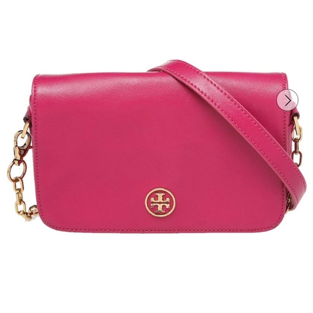 Tory Burch Pink Saffiano Robinson Chain Mini Crossbody Bag - Picture 12 of 13